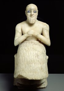 Standbeeld van de ambtenaar Ebih-Il, uit de Tempel van Ishtar in Mari, Irak, Midden-Eufraat, Vroeg-dynastieke periode, ca. 2500 v.Chr.